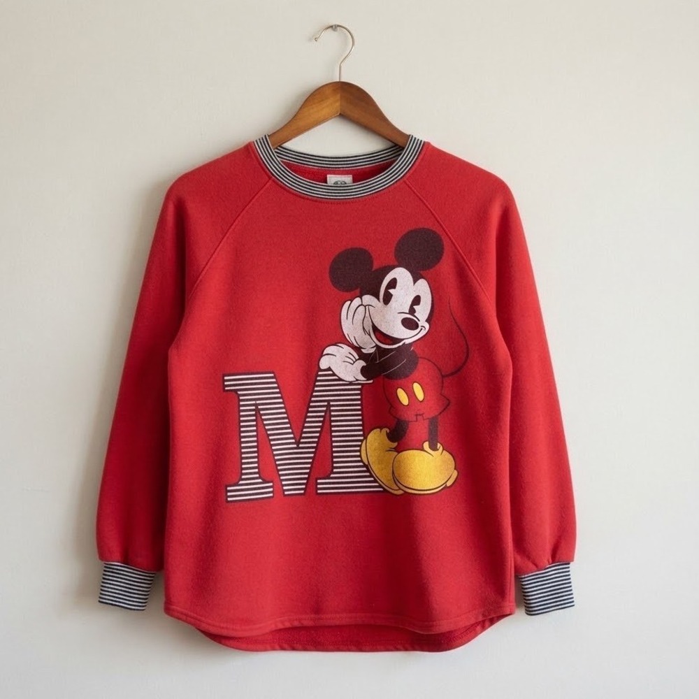 Mickey Mouse Vintage 1990s Red Sweatshirt Disney M Graphic Crewneck XXL Retro